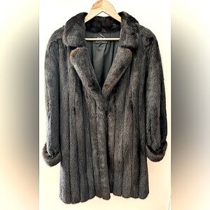 Vintage Furs by Albe Mahogany Mink Mid-Length Fur Coat Jacket Size L / XL